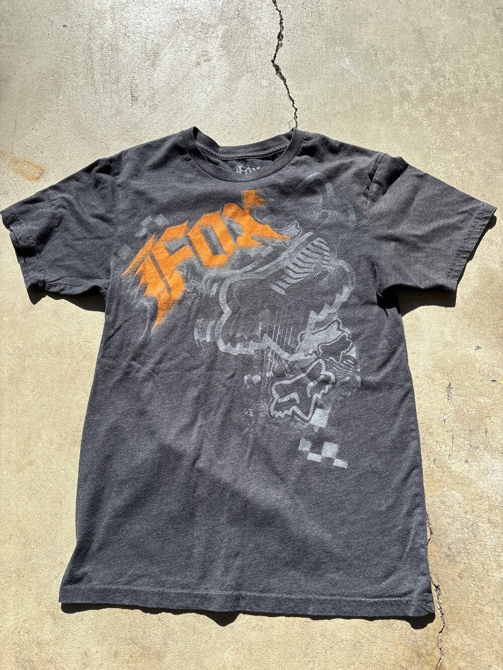 Fox Racing ultimate premium racing tee gray orange y2k Youth medium shirt